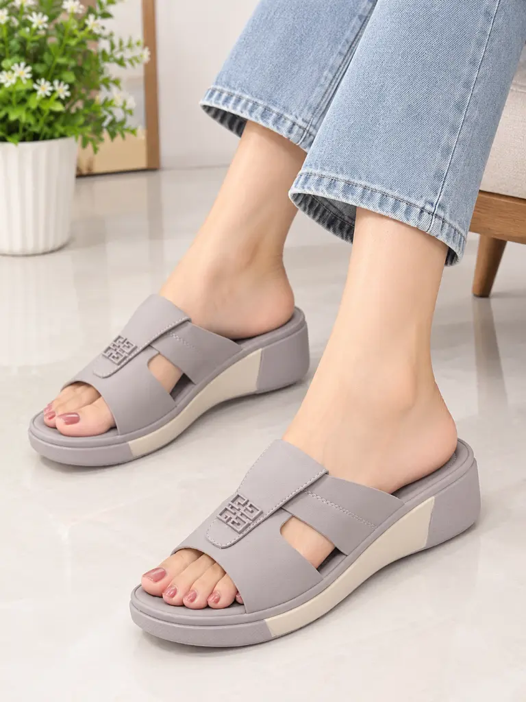 Cozy Taupe Platform Slides in a Modern Interior.webp